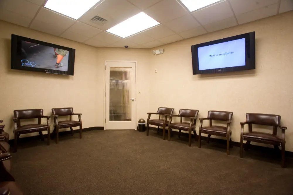 Patient waiting room with educational displays